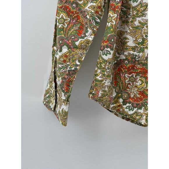 TALBOTS Women’s Petite Tan Multi Floral Print Button-Up Long Sleeve Top SZ 10P - Picture 6 of 9